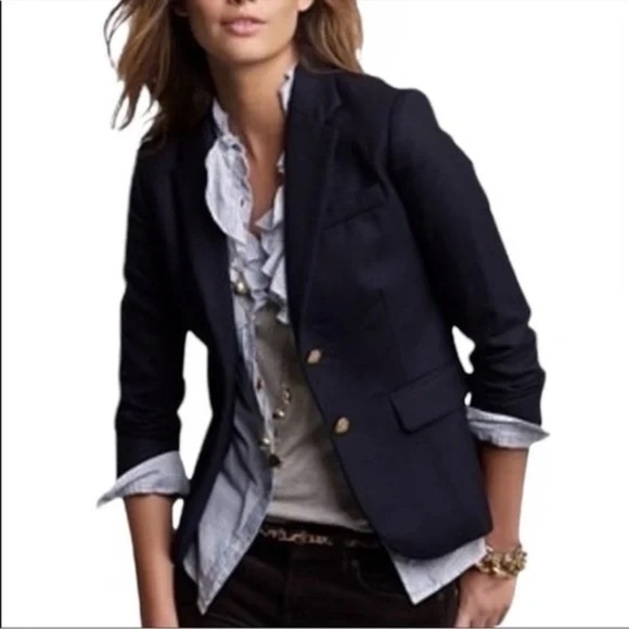 J. Crew Navy Blue Schoolboy Wool Blazer Gold Buttons size 4 - Picture 14 of 15